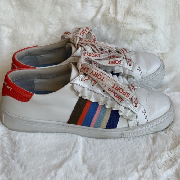 Tory Burch Ruffled Leather Sneakers - Picture 3 of 5